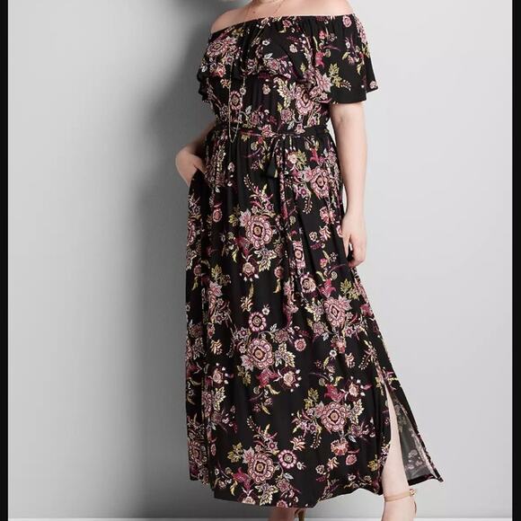 Lane Bryant 4-in-1 Convertible Maxi Dress Plus 18/20 NWT Off Shoulder Paisley - Picture 1 of 16